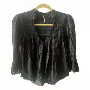 free people black lace top